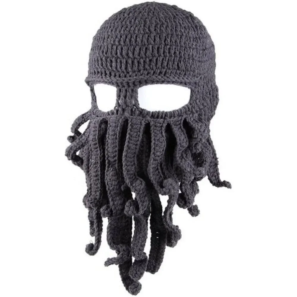 Men Blue Bearded Beanie Octopus Pirate Vagabond Hat